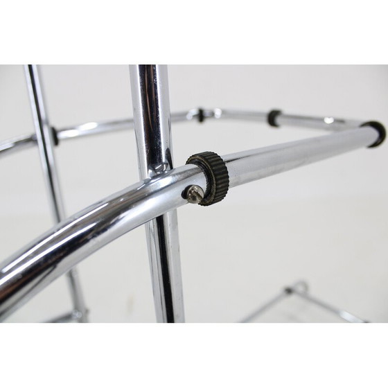 Image 1 of Mobile contenitore vintage Bauhaus in acciaio cromato e vetro opalino, Cecoslovacchia 1930