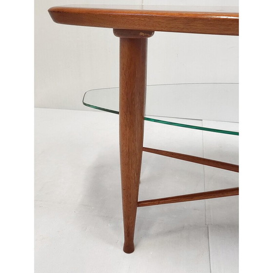 Image 1 of Scandinavian vintage teak and glass coffee table, 1960
