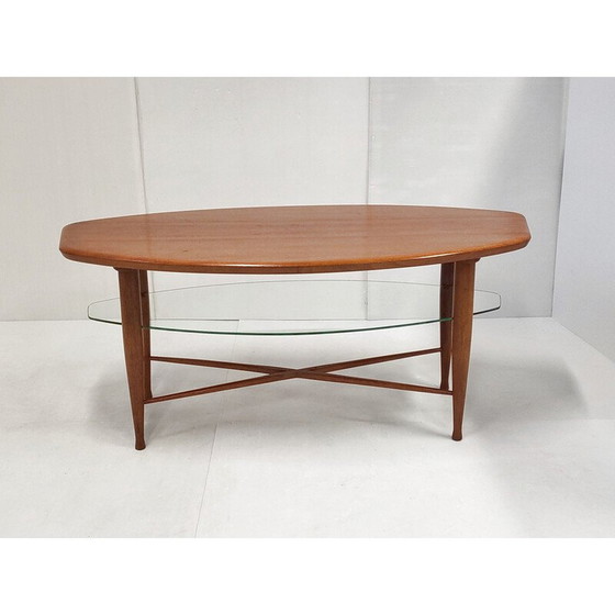 Image 1 of Scandinavian vintage teak and glass coffee table, 1960