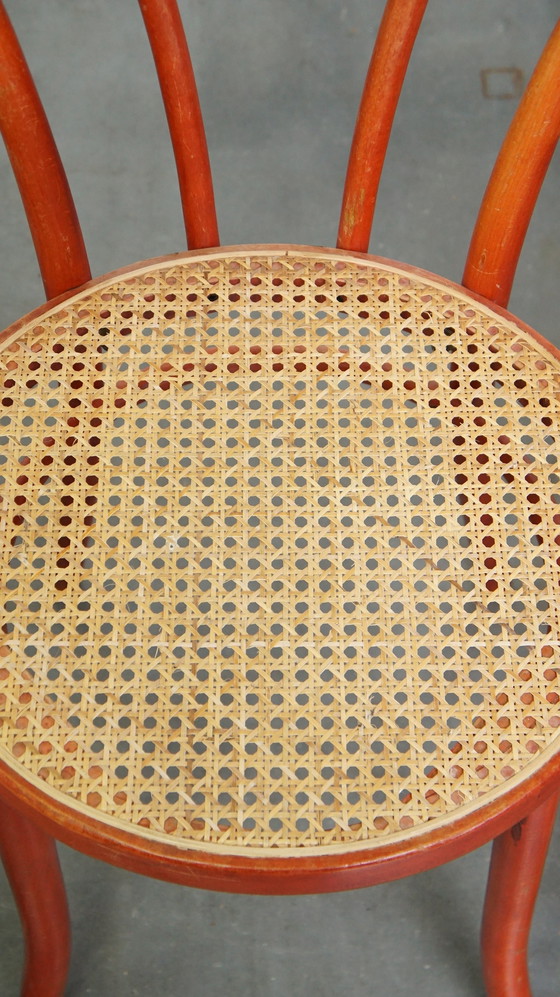 Image 1 of 4 X Red Vintage Thonet Design Bistro Chair