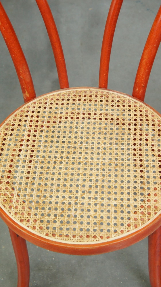 Image 1 of 4 X Red Vintage Thonet Design Bistro Chair