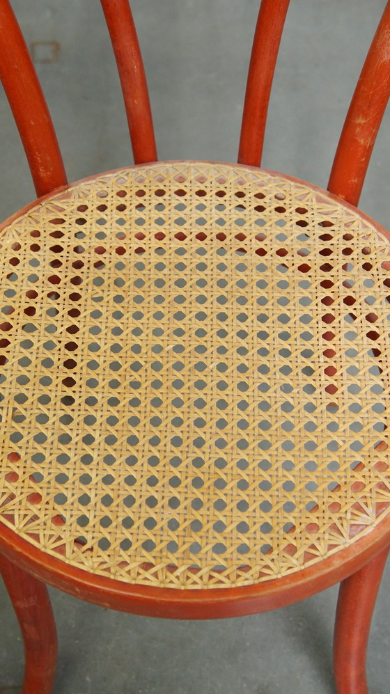 Image 1 of 4 X Red Vintage Thonet Design Bistro Chair