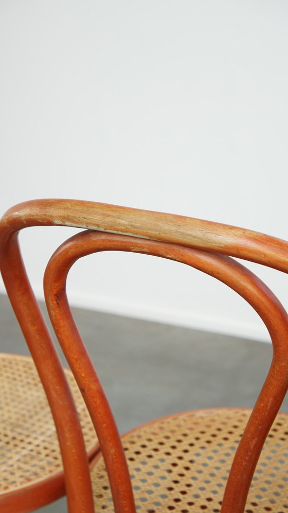 Image 1 of 4 X Red Vintage Thonet Design Bistro Chair