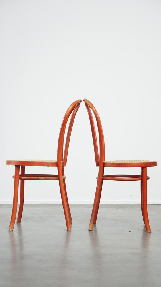 Image 1 of 4 X Red Vintage Thonet Design Bistro Chair