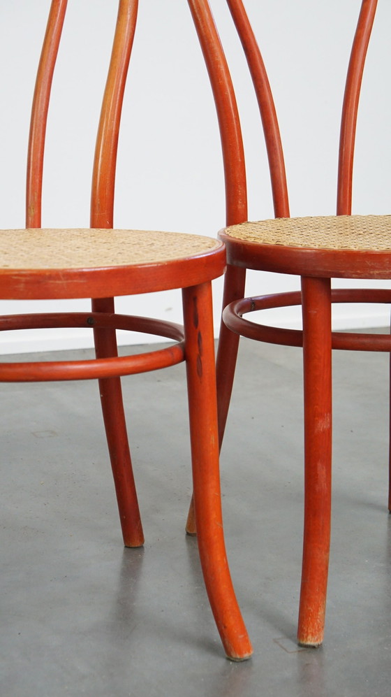 Image 1 of 4 X Red Vintage Thonet Design Bistro Chair