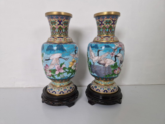 Image 1 of A Pair Of Chinese Closoinné Vases 