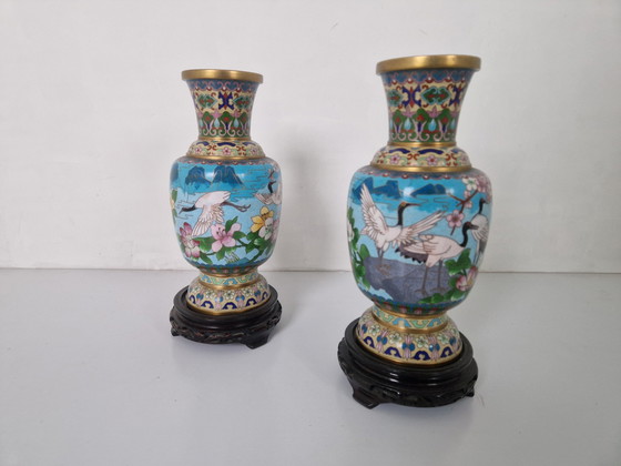 Image 1 of A Pair Of Chinese Closoinné Vases 