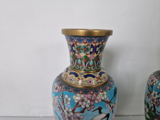 Image 1 of A Pair Of Chinese Closoinné Vases 