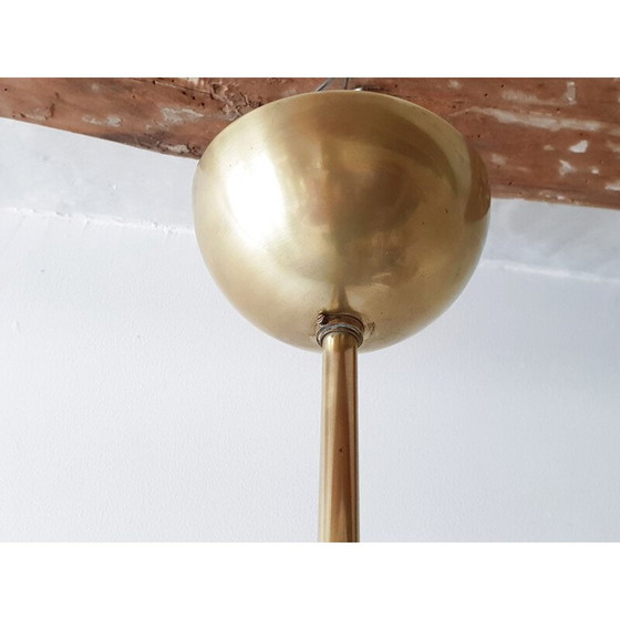 Image 1 of Lampadario vintage in ottone e metallo, Francia 1950