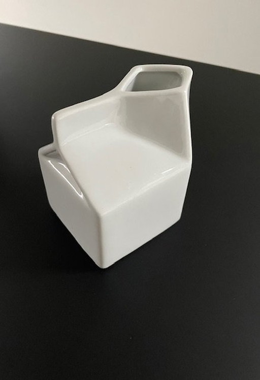 Vase/Jug Milk Tray White Glazed Ceramic