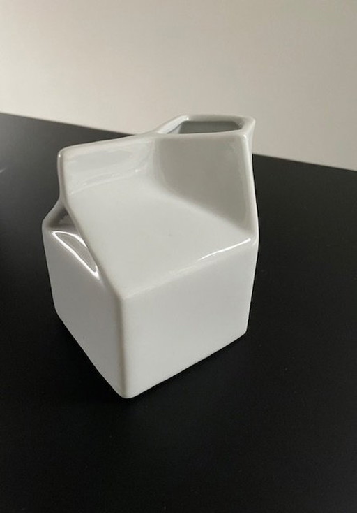 Vase/Jug Milk Tray White Glazed Ceramic