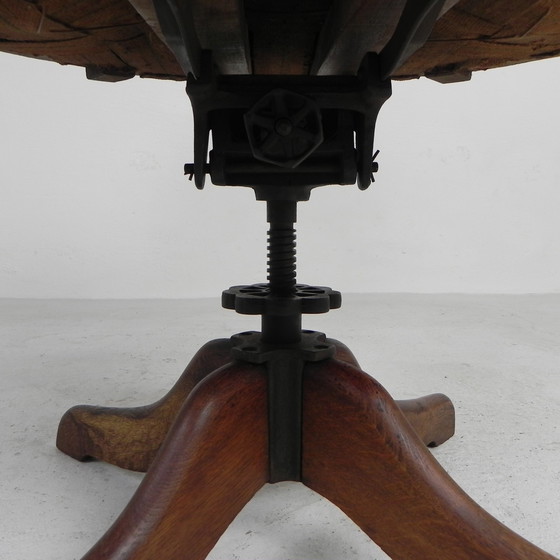 Image 1 of Classic Oak office chair, swivel height adjustable chair, 1930s