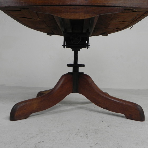 Image 1 of Classic Oak office chair, swivel height adjustable chair, 1930s