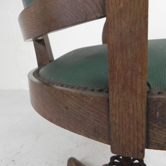 Image 1 of Classic Oak office chair, swivel height adjustable chair, 1930s