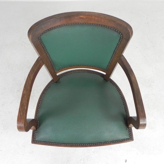 Image 1 of Classic Oak office chair, swivel height adjustable chair, 1930s