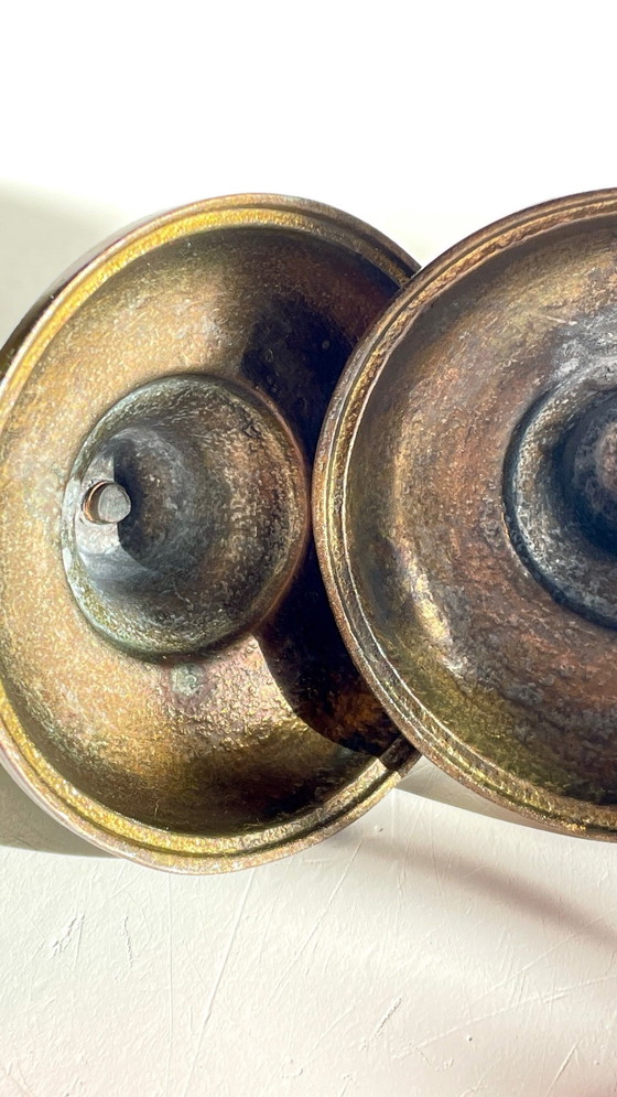Image 1 of Vintage Steel and Bronze Industrial Candleholders