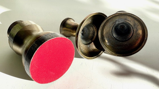 Image 1 of Vintage Steel and Bronze Industrial Candleholders