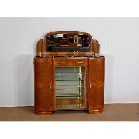 Image 1 of Aparador antiguo de cedro y mármol negro para Maison Stourm, década de 1940