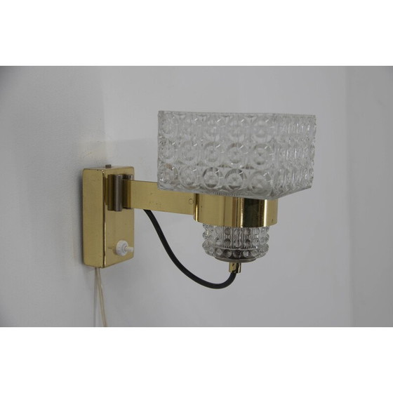 Image 1 of Pair of vintage glass shade wall lamps by Lidokov, Czechoslovakia 1970