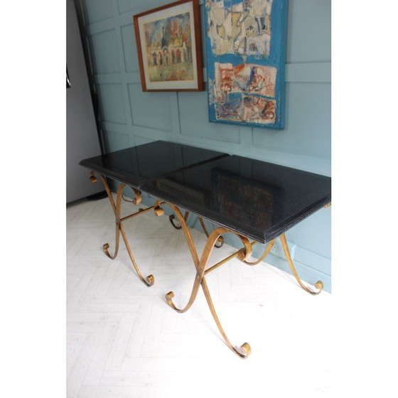 Image 1 of Coppia di tavolini vintage in granito e metallo dorato di John Richard