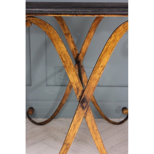 Coppia di tavolini vintage in granito e metallo dorato di John Richard