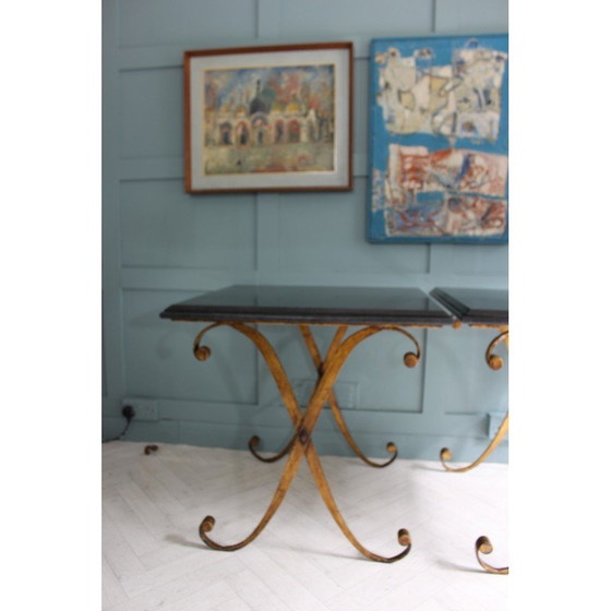 Image 1 of Coppia di tavolini vintage in granito e metallo dorato di John Richard