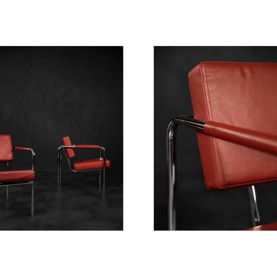 Image 1 of Pair of vintage armchairs Ej 8 in red leather by Torben Skov for Erik Jørgensen Møbelfabrik, 1990s