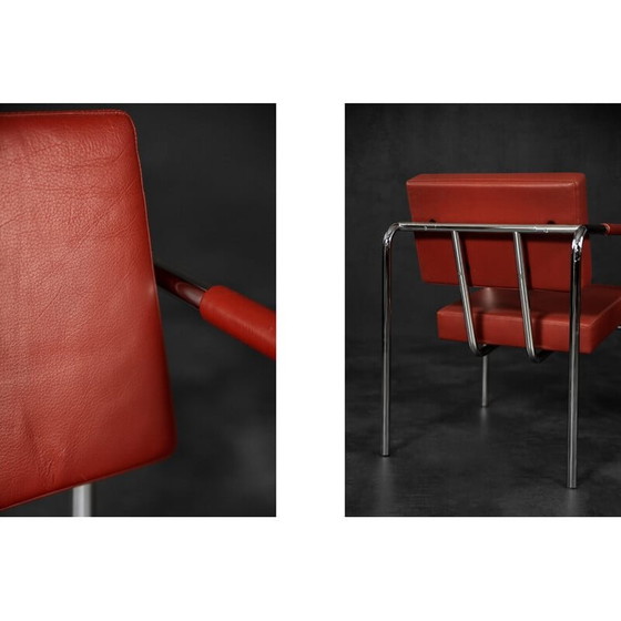 Image 1 of Pair of vintage armchairs Ej 8 in red leather by Torben Skov for Erik Jørgensen Møbelfabrik, 1990s
