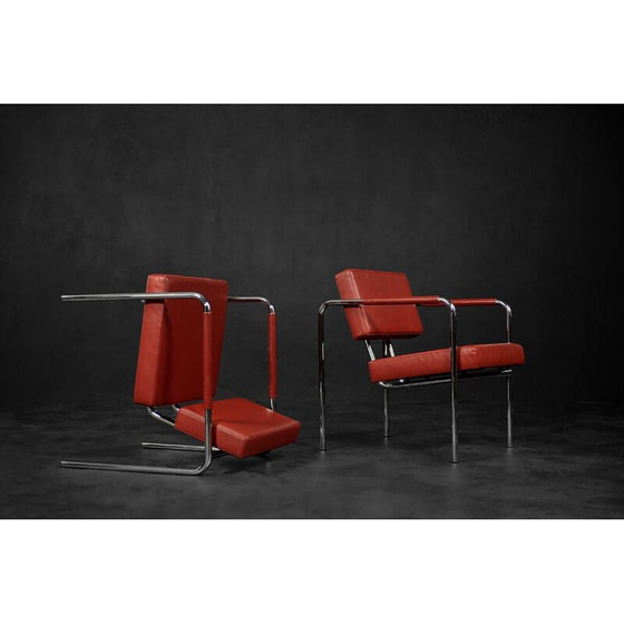 Image 1 of Pair of vintage armchairs Ej 8 in red leather by Torben Skov for Erik Jørgensen Møbelfabrik, 1990s