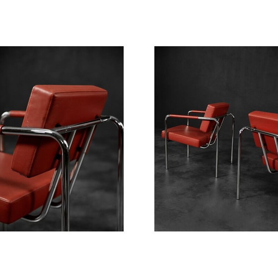 Image 1 of Pair of vintage armchairs Ej 8 in red leather by Torben Skov for Erik Jørgensen Møbelfabrik, 1990s
