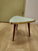 Tavolino laterale vintage con pianta verde 