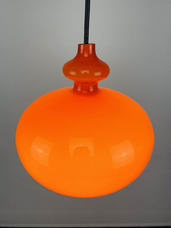 Image 1 of 1 de 2 lámpara colgante sueca de vidrio naranja Oplight de Hans Agne Jakobsson para Ab Markaryd