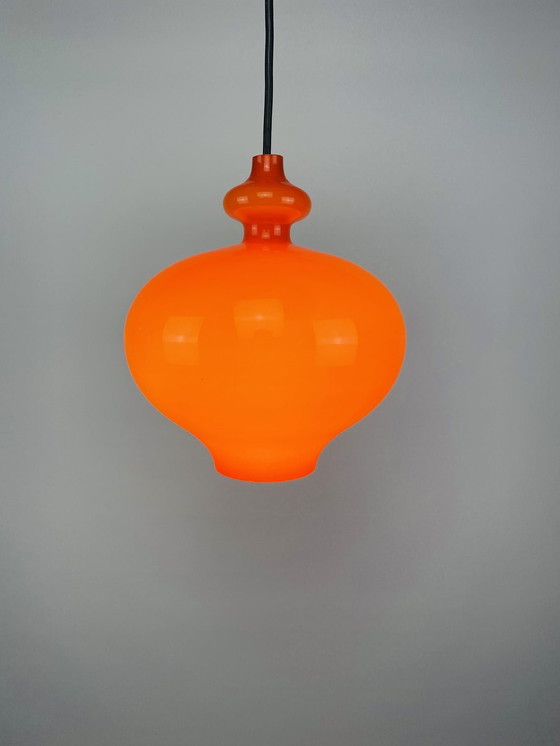 Image 1 of 1 de 2 lámpara colgante sueca de vidrio naranja Oplight de Hans Agne Jakobsson para Ab Markaryd