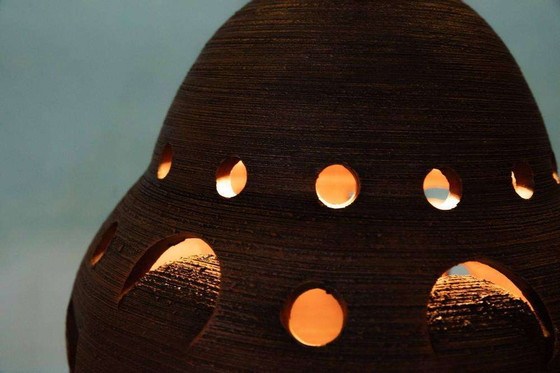 Image 1 of Lampe suspendue en céramique Japandi 1960s/70s, lampe boho vintage