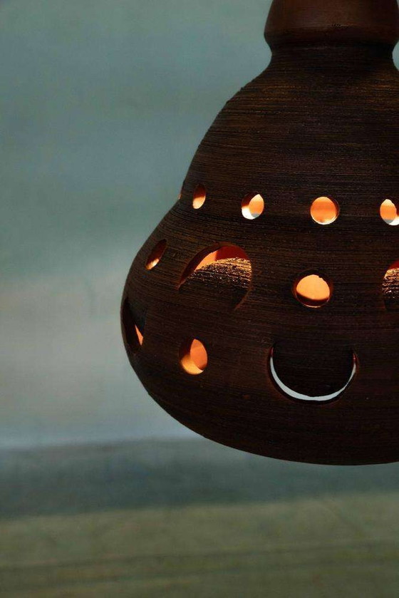 Image 1 of Lampe suspendue en céramique Japandi 1960s/70s, lampe boho vintage