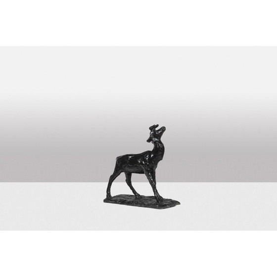 Image 1 of Vintage “Deer Belling” bronze sculpture by François Pompon for Atelier Valsuani, 2006