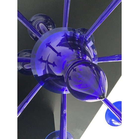 Image 1 of Contemporary Blue Murano Attributed Glass Chandelier