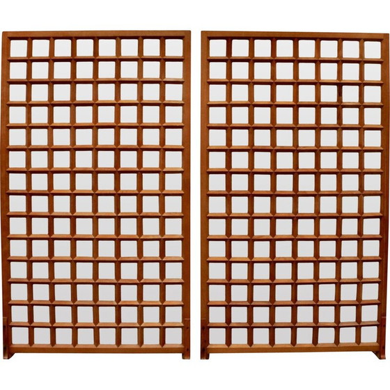 Image 1 of Pair of vintage varnished beech screens, France 1980