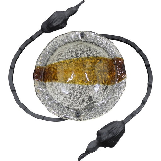 Vintage Italian wall sculpture with glass shade, 1970s