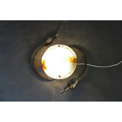 Vintage Italian wall sculpture with glass shade, 1970s