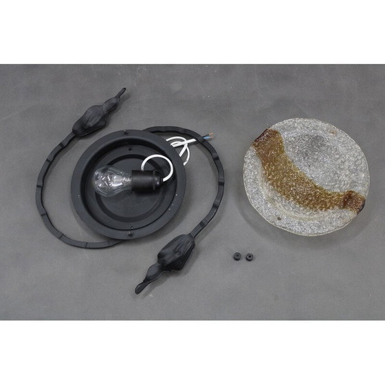 Image 1 of Scultura da parete italiana vintage con paralume in vetro, anni '70