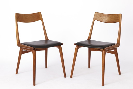 2 Teak Boomerang Dining Chairs by Alfred Christensen for Slagelse Mobelvaerk, 1950s, Set of 2.