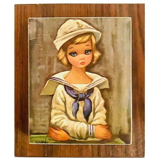 Image 1 of Set of retro paintings Eden big eye girl 1960's