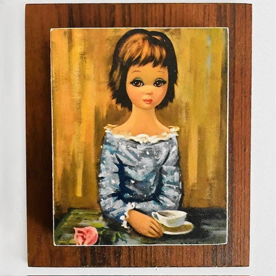 Image 1 of Set of retro paintings Eden big eye girl 1960's