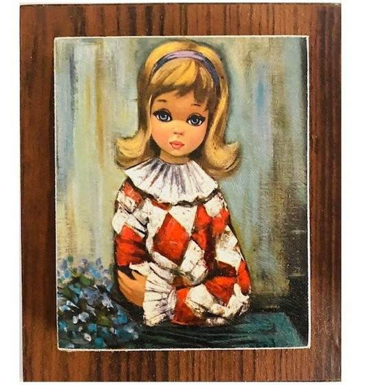 Image 1 of Set of retro paintings Eden big eye girl 1960's