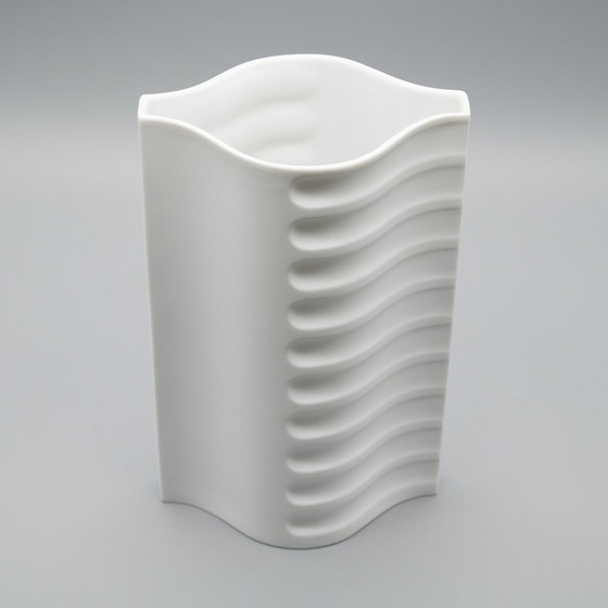 Image 1 of Archais Heinrich Fuchs Op Art Retro Hutschenreuther Bisque Porcelain Vase Trio