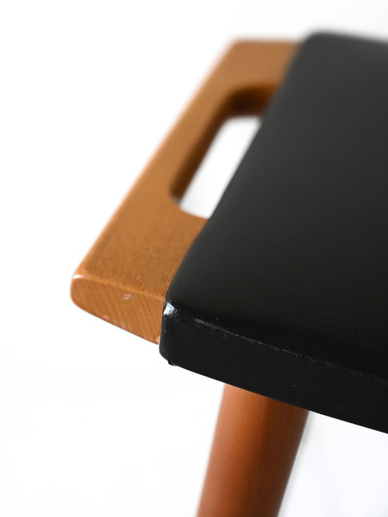 Image 1 of Vintage Stool In Wood And Leather