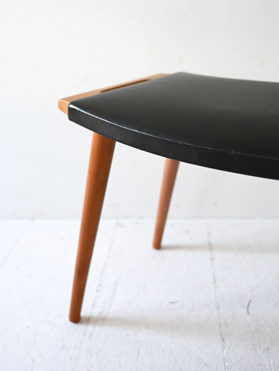 Image 1 of Vintage Stool In Wood And Leather