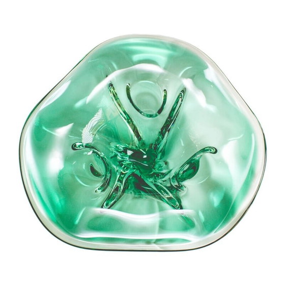 Image 1 of Vintage fruit bowl in emerald green and Murano glass, 1970