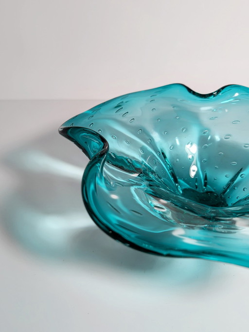 Large vintage Murano fruit bowl Bubbles Turquoise Barovier Toso Bullicante Mint Green Bubbles Italy 70s 1970s